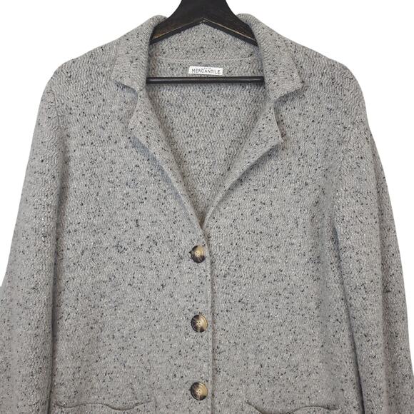 J. Crew Mercantile Women's Cardigan Large Grey Lambs Wool Peasant Lagenlook Boho - Picture 3 of 11